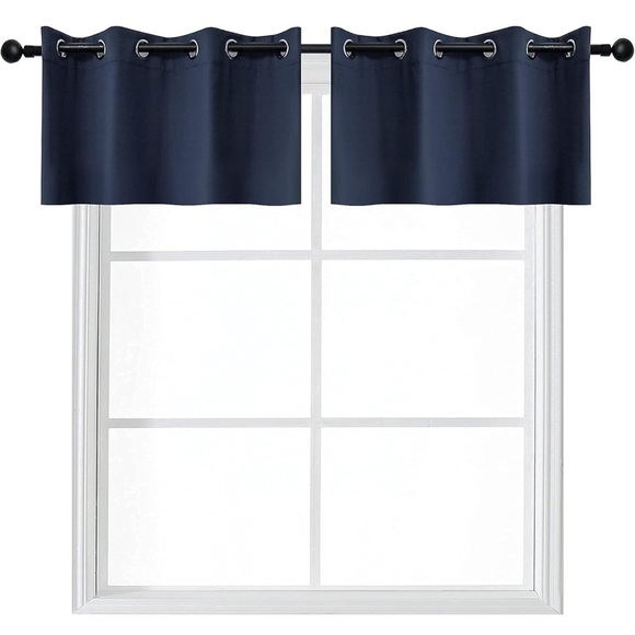 Elegant Navy Blue Window Valance - Picture 3 of 5